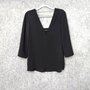 Express Tunic XS Open Back Plunge Neck Black Lightweight Sexy Edgy‎ Mob Wife
